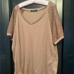 Moon Collection Tan Lace Sleeve Top